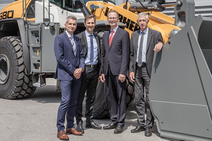 The four managing directors of the Liebherr plant in Bischofshofen. L-R: Peter Schachinger, Martin Gschwend, Manfred Santner, and Herbert Pfab
