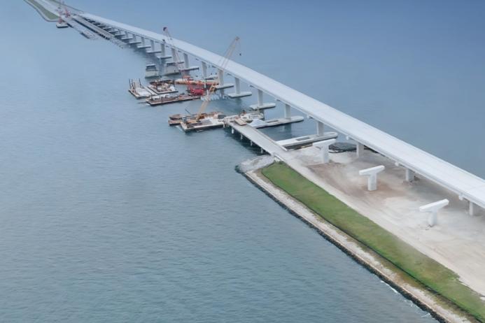 The NASA Causeway Bridge under construction