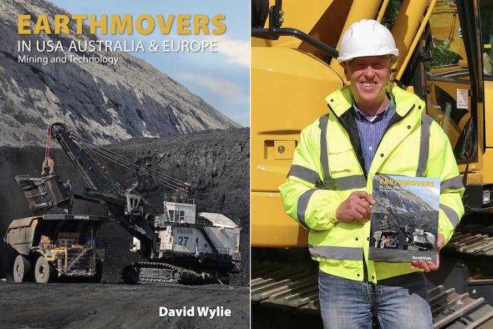 Left: Book front cover showing a P&H 4100XPB rope shovel at Black Thunder Mine, Wyoming; Right: The author, David Wylie, with his new book