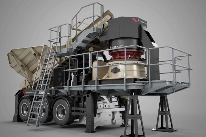 The electrically powered WG220E portable cone crusher from Terex MPS