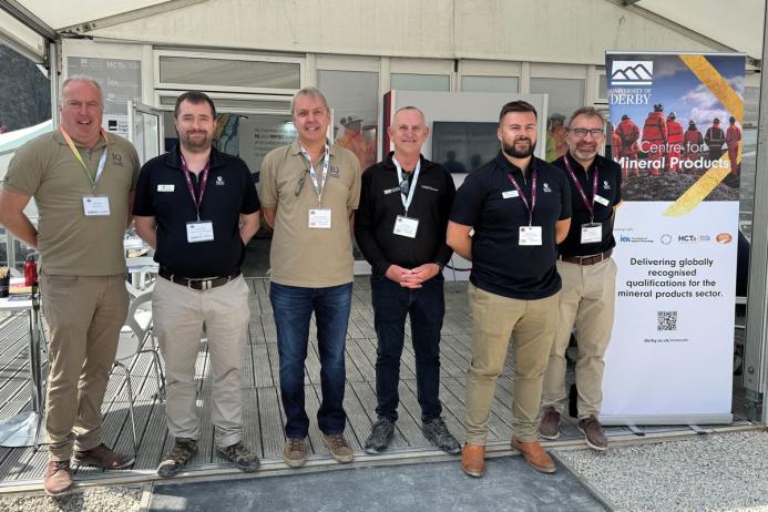 Blasting diploma team (L–R): James Thorne, Institute of Quarrying and Mineral Products Qualifications Council; Geoff Adderley, EPC-UK; Julian Smallshaw, Institute of Quarrying; Chris Rowan, University of Derby; Dan Richards, EPC-UK; and Ben Williams, EPC-UK