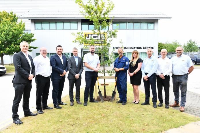 Ten employees with a combined service of more than 200 years planted a commemorative tree to mark JCB Power Systems’ 20th birthday