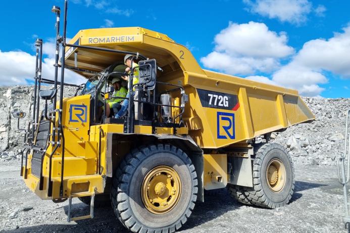A fully automated Cat 772 rigid dumptruck at Romarheim’s Eikefet Quarry, in Norway