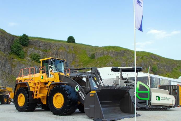 Heidelberg Materials’ rebuilt Volvo L350F wheeled loader took pride of place at Hillhead 2024