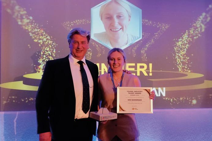 BAA chief executive officer Mike Phillips presenting Meg Bannerman with her Young Industry Talent award