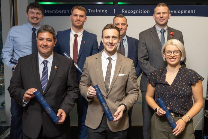 Top row (L-R): Jordan Eccles, Lewis Malone, John Bright, Adam Baker; Bottom row (L-R): Gregg Loan, Haydn Griffiths, Sallie Antill