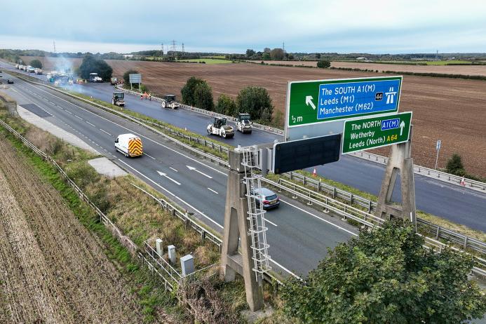 Enhanced pavement life and a high-performance, smooth pavement was achieved through continuous paving using an ‘echelon’ paving method