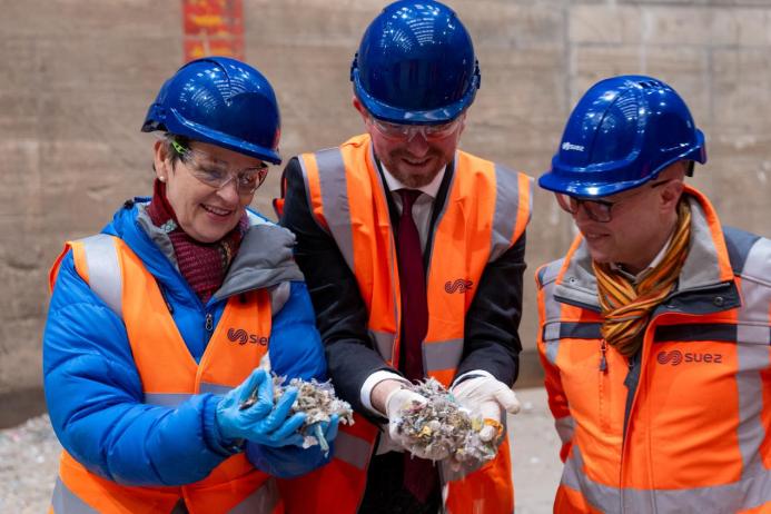 L–R: Mary Creagh, MP for Coventry East and Minister of Nature for DEFRA; John Slinger, MP for Rugby; and Dr Adam Reid, chief external affairs and sustainability officer at SUEZ