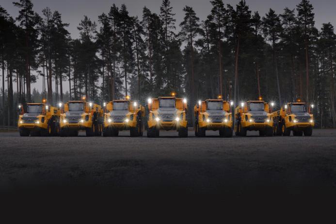 The seven new-generation Volvo articulated haulers