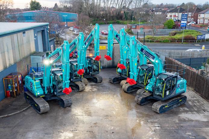 Some of the new Kobelco excavators M&J Evans have invested in from dealers Molson Group 