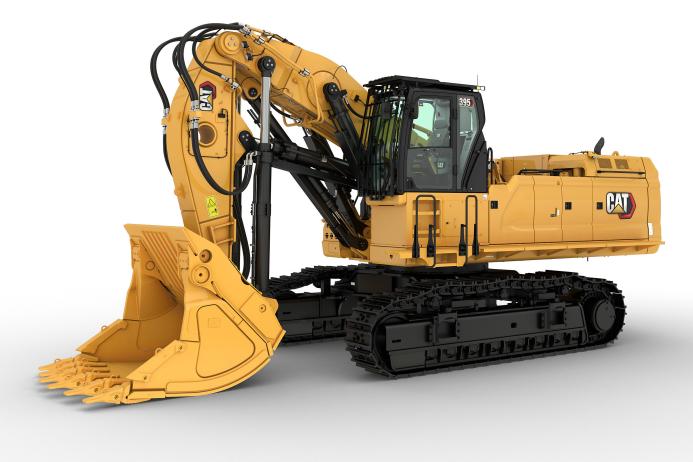 The new 93-tonne Cat 395 front-shovel large excavator