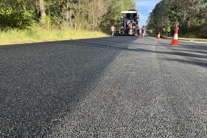Australian-first proprietary crumbed-rubber asphalt bitumen that replaces common crumbed rubber with that from OTR tyres was used in road demonstrations in Glass House Mountains, Diddillibah, and Nambour