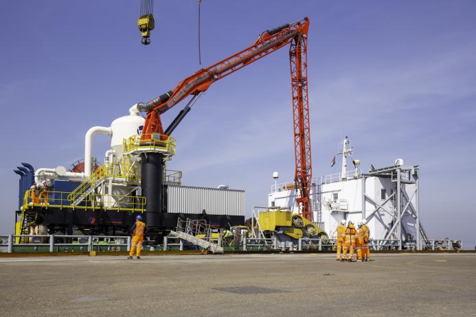 The new Van Aalst ship unloader at Invicta’s Sheerness terminal, in Kent