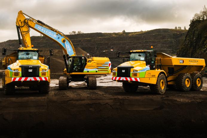 Malcolm Construction have invested in two Cat 745 three-axle ADTs and one Cat 352 excavator from Finning UK & Ireland
