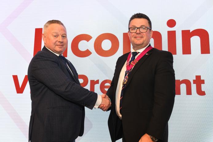NFDC chief executive officer Duncan Rudall and new NFDC president Adrian Corrigan