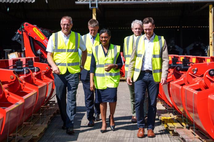 Conservative Party leader Kemi Badenoch visiting engineering services business TH White Group