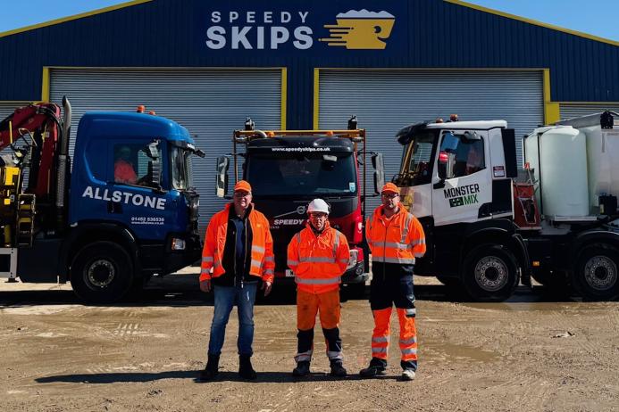 L–R: Allstone owner and chief executive officer Simon Ford, colleague Rowan Elliott, and Monster Mix founder Paul Hopson