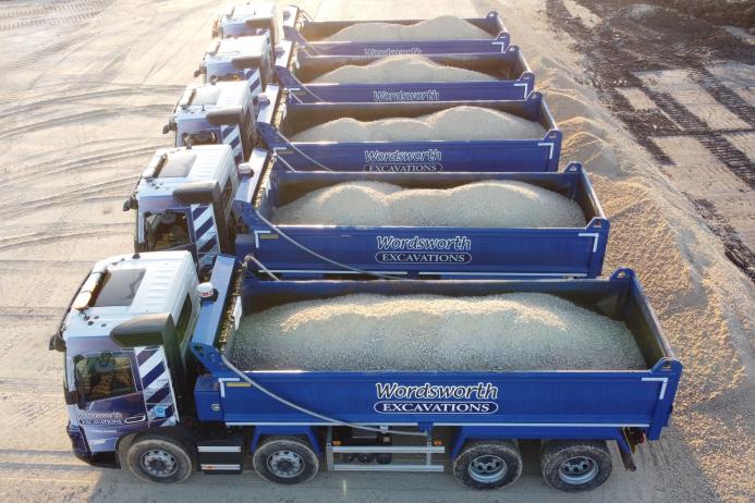 Wordsworth Excavations are engaged in a lot of bulk haulage, exporting soil from site and importing aggregates