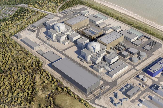 Schematic image showing part of the completed Sizewell C nuclear plant