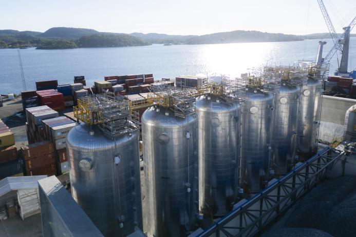 The CO2 tanks in Brevik can hold around 5,000 tonnes of carbon dioxide