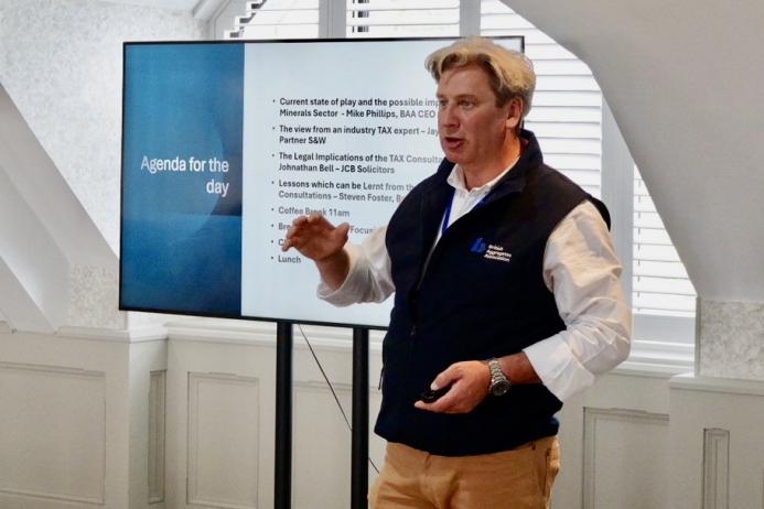 Mike Phillips, chief executive officer of the British Aggregates Association, speaking at the BAA’s recent Landfill Tax consultation conference