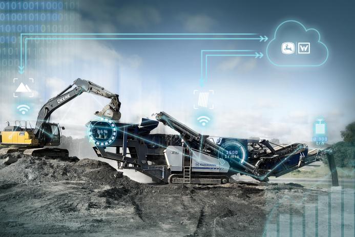With Wirtgen Group Performance Tracker Crushing, production data from Kleemann crushing plants can be called up in the John Deere Operation Centre 