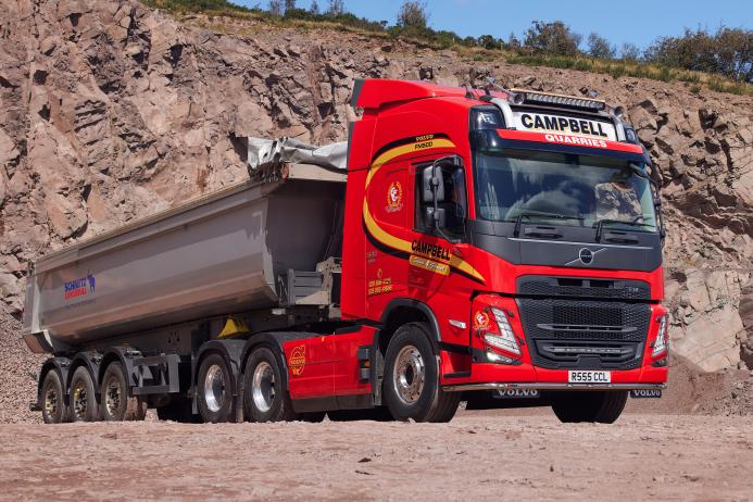 Campbell Contracts have acquired a Volvo FM 500 6x2 tag axle tractor unit, plated for 65- tonne GCW operation