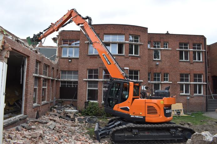 Belgium-based De Schepper Kris’s new Develon DX140RDM-7 demolition excavator at work 