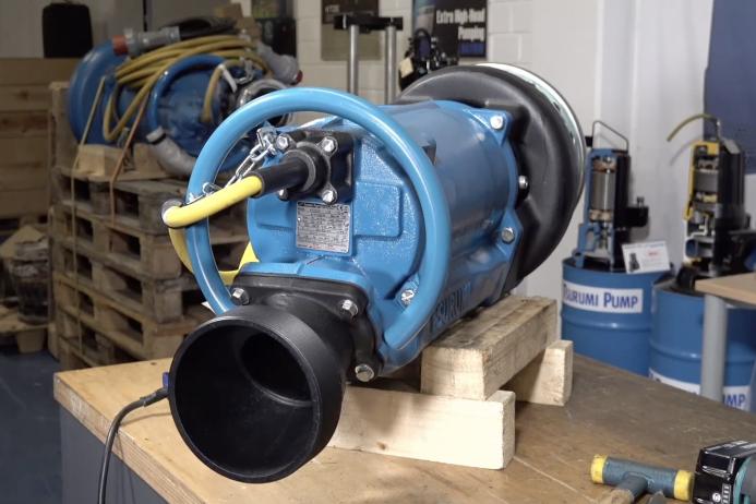 A powerful Tsurumi KTZ pump being prepared for use by the manufacturer
