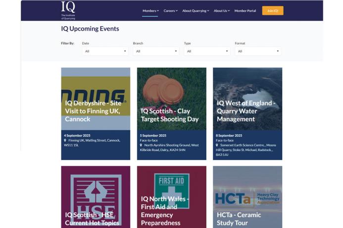 Events page on the IQ website