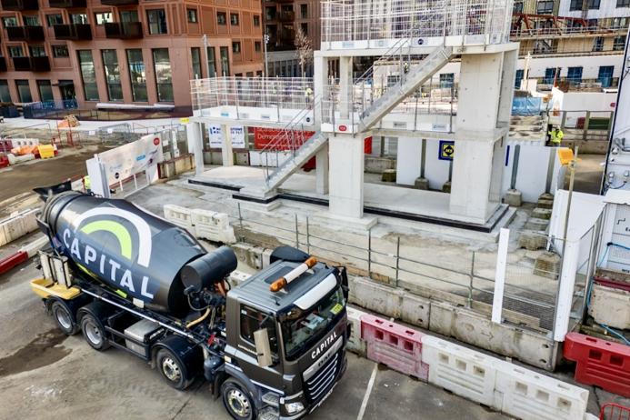 The low-carbon concrete was used in a two floor demonstrator project at Wembley Park