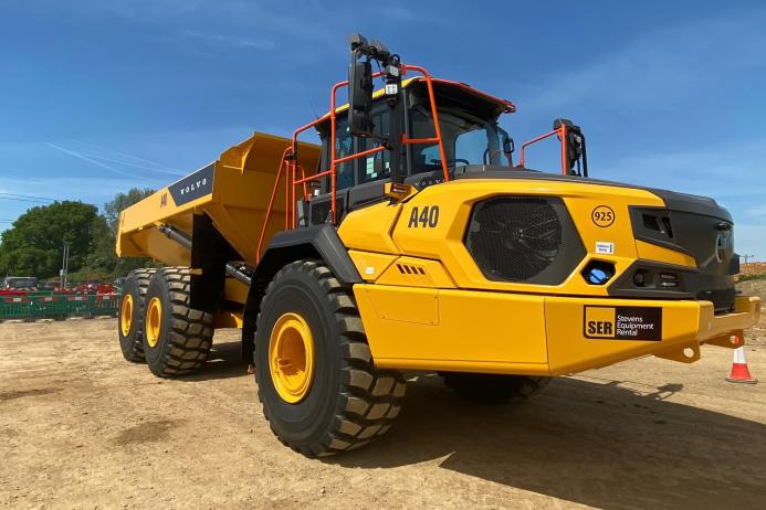 One of the several new-generation Volvo A40 articulated haulers joining the Stevens Equipment Rental fleet