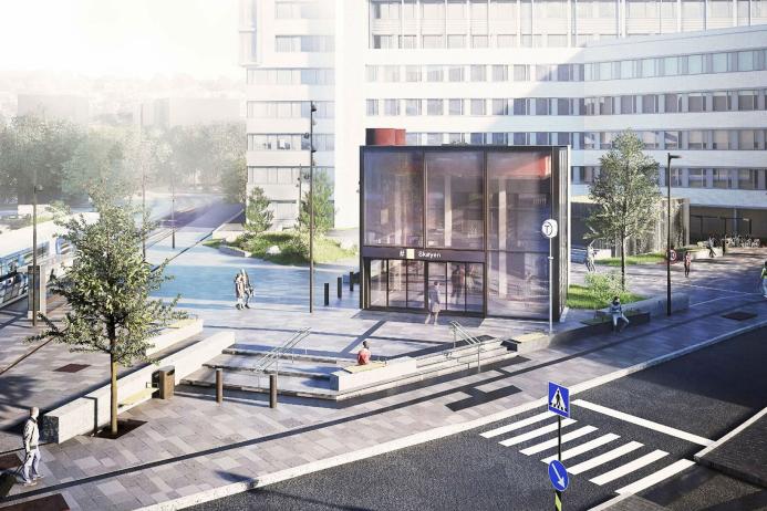 Rendering of the new Skøyen Station in Oslo. Photo: Gottlieb Paludan and L2 architects