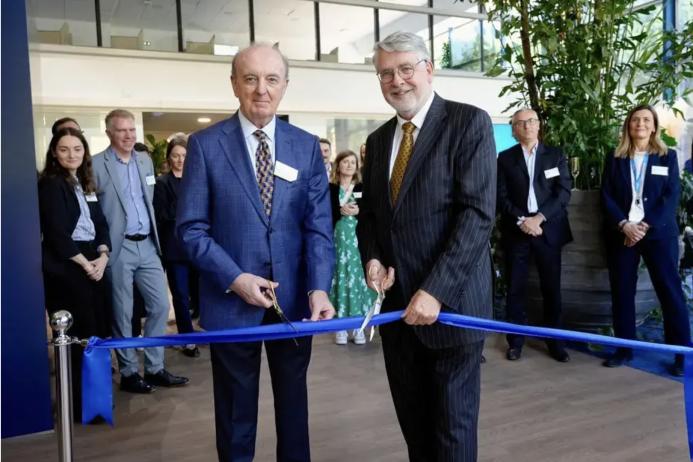 L-R: Donal O’Riain, founder and global managing director of Ecocem, and Niall Burgess, Ireland’s ambassador to France and Monaco, at the official opening of the new R&I centre in France