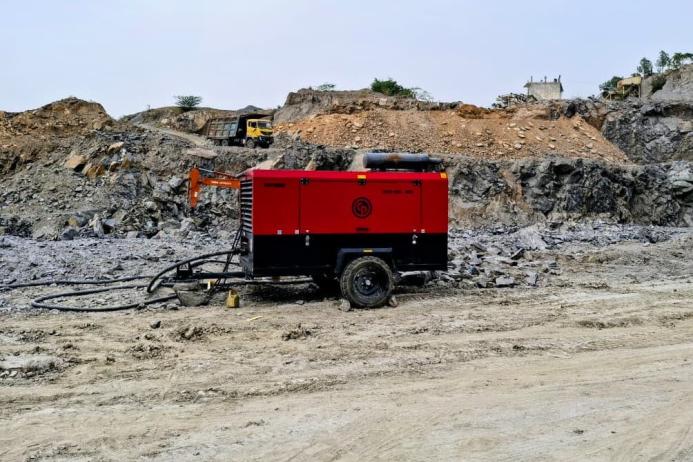 One of Maa Kripa’s two CPS 450-200 portable air compressors