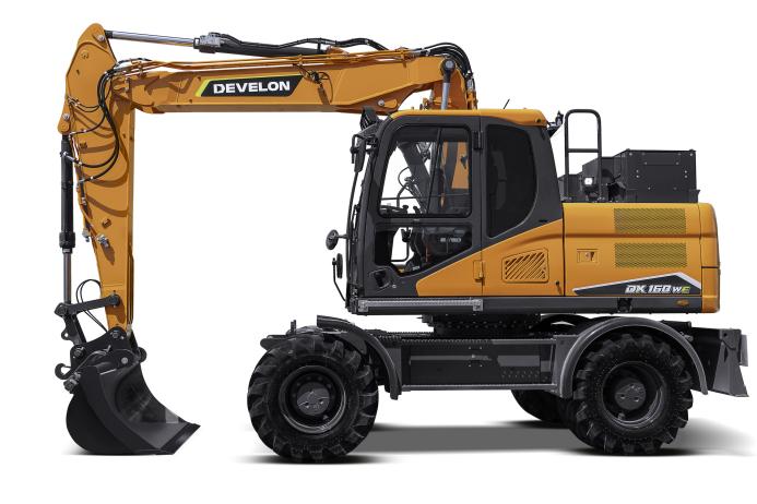 The new Develon DX160WE-7K electric wheeled excavator