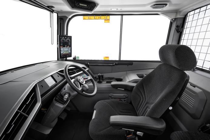 The new cab layout has been optimized for natural, fatigue-free operation, with logically arranged controls and improved ergonomics