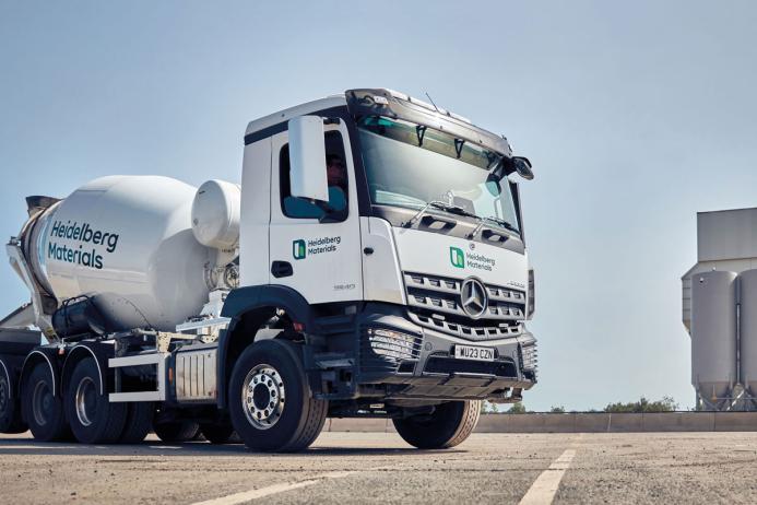 A Heidelberg Materials concrete truckmixer