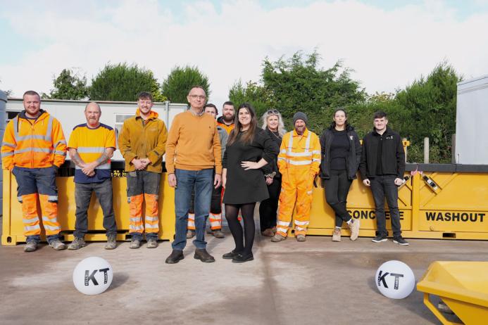 Kelly Tanks’ directors Mark Stubbs and Kelly Bryant with their team at the company’s Stafford headquarters 