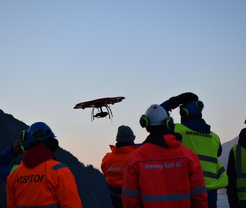 Surveying drone in flight