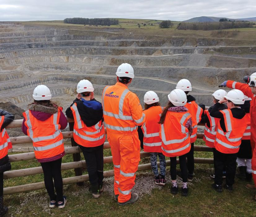 Schoolchildren on a quarry visit