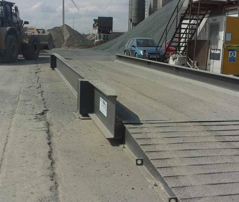 Low-profile Titan quarry weighbridge with additional grip bars on the sloping ramps