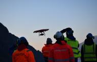 Surveying drone in flight