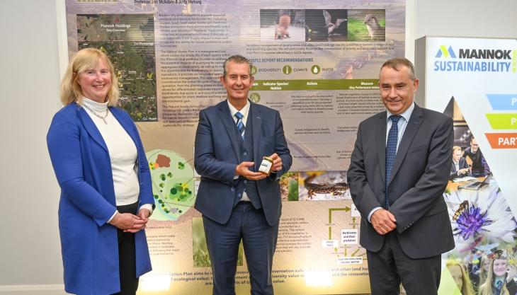 L-R: Jennifer Fulton, chief executive officer of-Ulster Wildlife; Edwin Poots MLA, Minster for Agriculture, Environment and Rural Affairs; and Mannok chief executive officer Liam McCaffrey Mannok