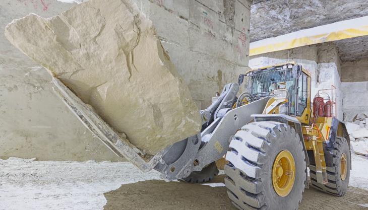 Albion Stone's new block-handling Volvo L150H wheel loader Volvo L150H wheel loader