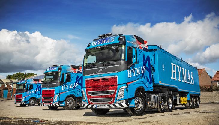 Bulk haulage specialists Alfred Hymas Ltd have put six new Volvo FH Lite Pusher Axle tractor units into service Volvo FH Lite Pusher Axle tractor units