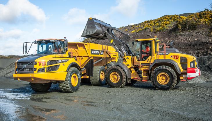 Volvo A30G articulated hauler and and L120H wheel loader Volvo A30G hauler and L120H wheel loader