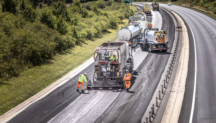 EST micro-surfacing work on the A421 in Bedfordshire Micro-surfacing work in Bedfordshire
