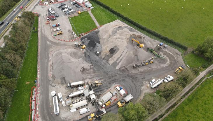 On-site Foamix production compound for the A590 Brettargh Holt scheme A590 compound