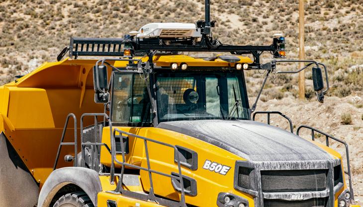 Fully autonomous Bell B50E articulated dumptruck Autonomous Bell B50E dumptruck